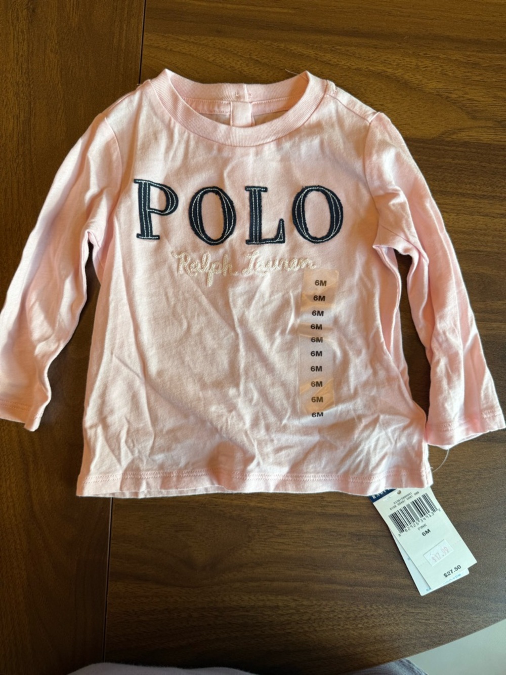Ralph Lauren Light Pink POLO Embroidered Long Sleeve Tee